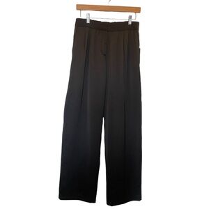 VINCE CAMUTO Black Matte Satin Zip-Fly Elastic Waist Straight Leg Pants - Sz 00